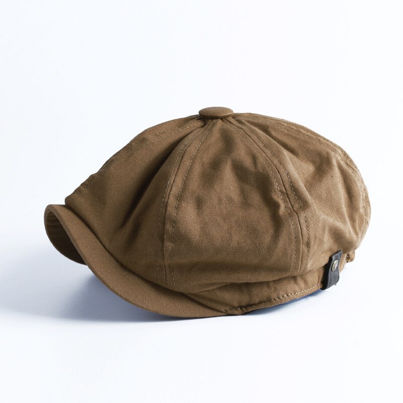 BUTTERMERE Men Newsboy Cap Vintage Cotton Octagonal Ascot Cap Buck Ham Black Male Spring Summer Ivy Flat Cap: coffee / M(56-58cm)