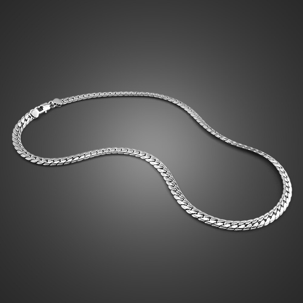 Largeur 7mm véritable 100% 925 argent Sterling plat collier homme 20/22 pouces serpent chaîne punk gourmette cubaine chaîne MenFine bijoux