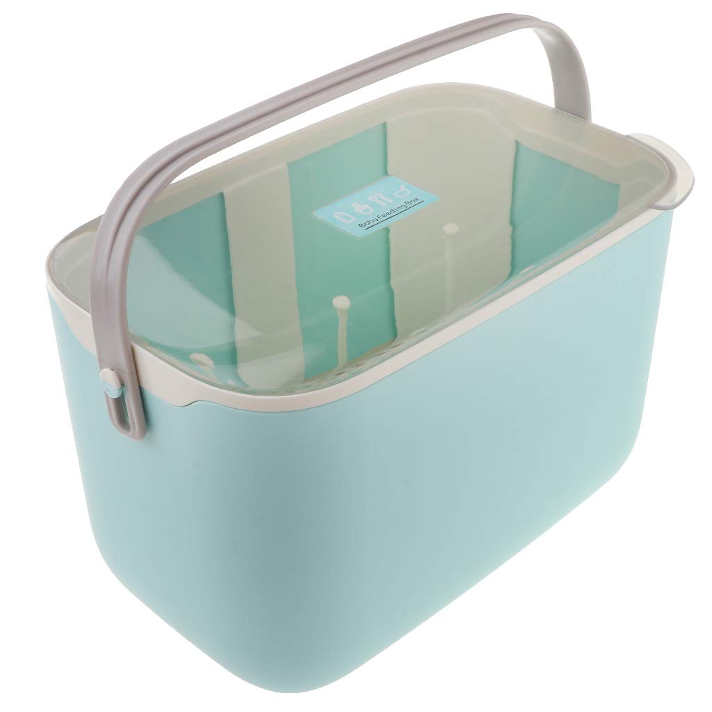 Portable Baby Milk Bottle Tableware Storage Box Dryer Feeding Bottle Cleaning Drying Rack Large Capacity Bottle Holder Organizer: Blue