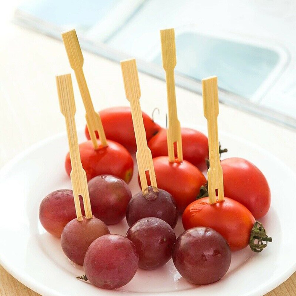 200Pcs Mini One-Off Fruit Dessert Cake Vorken Steekt Bamboe Spiesjes Milieuvriendelijke Mini Fruit Vorken Voor Party Picknick bbq