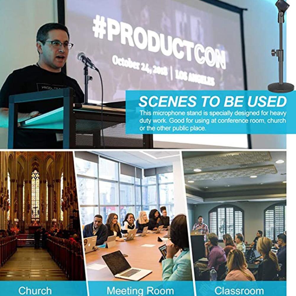 1PC Desktop Microphone Stand Upgraded Adjustable Table Mic Stand With Base Micro Microphone Holder Mic Clip For Podcasts Singing