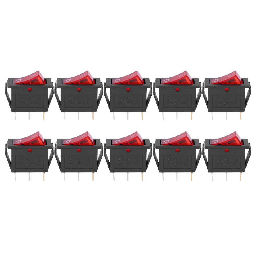power meter energy meter 10PCs 3‑ Pin Switch Rocker On/Off Red Light 2‑ Position KCD3 Household Appliances