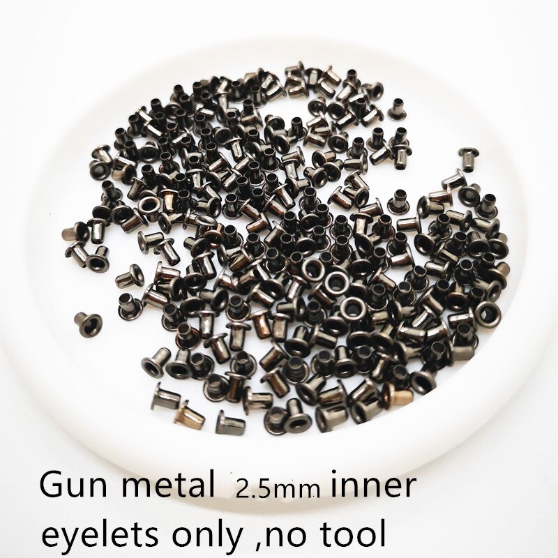 Mini Ösen Niet-Tasche Dekorative Huhn-Eye-Schnalle MINI 400 stücke mit Werkzeug-Kits: 2.5mm gun metal