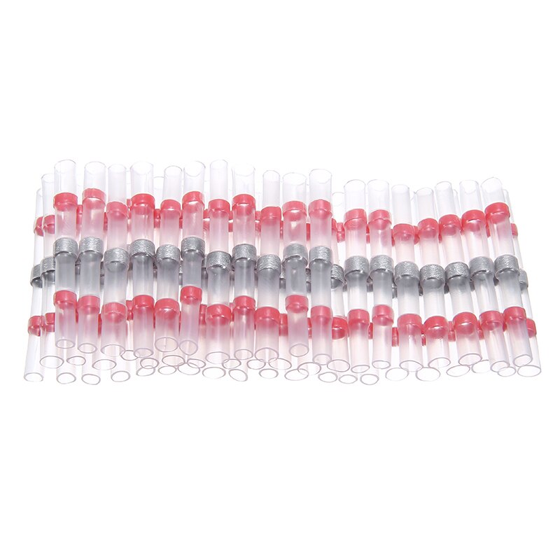 Terminales de conectores de cable a tope termorretráctiles con manga de sello de soldadura resistente al agua roja de 50 Uds 22-18 AWG de diámetro 2,7mm
