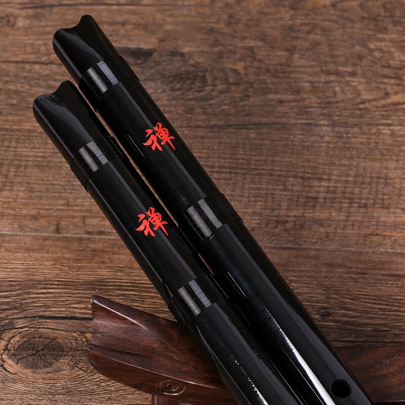 Håndlavet naturlig hvid bambus shakuhachi chiba / japansk kort fløjte xiao til brginner kinesisk traditionelt musikinstrument: Sort
