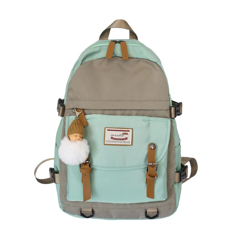 Sac à dos étanche en Nylon pour femmes, cartable pour adolescentes, de voyage, multi-poches,: gray green