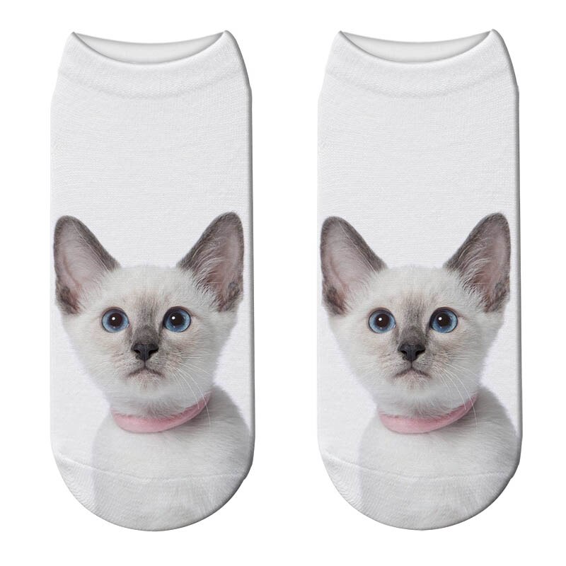 Women 3D Printed Animal Socks Funny Cartoon Cat Dog Cotton Low Ankle Unisex Socks носки с принтами: Style3