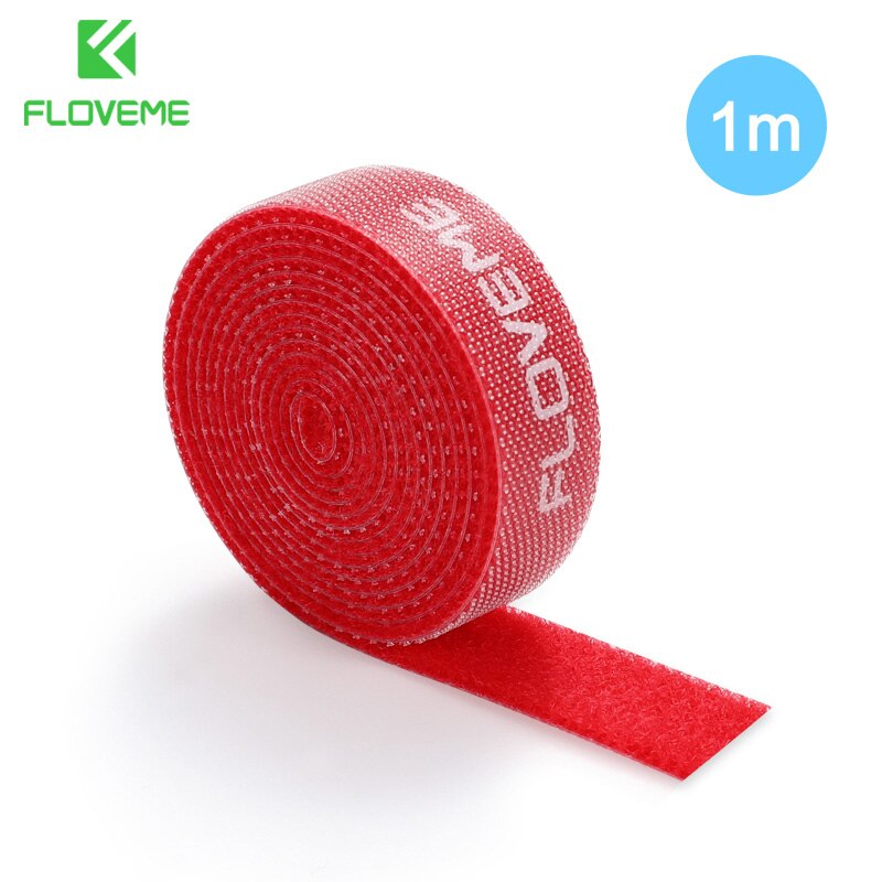 FLOVEME organizer do kabli drutu Winder uchwyt słuchawki mysz przewód klip Protector USB kabel zarządzania dla iPhone kabel Micro USB typu C: Red 1m