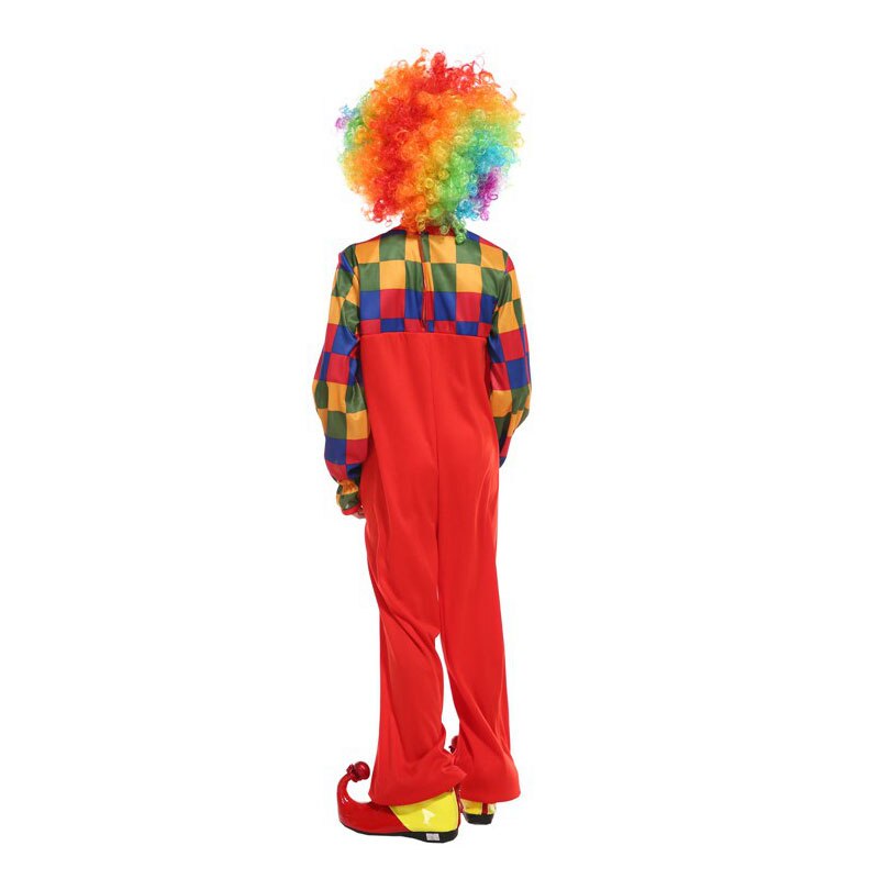 Barn barn stygg färg rutig röda byxor clown kostym för pojkar halloween purim karneval fest maskerad mardi gras outfit