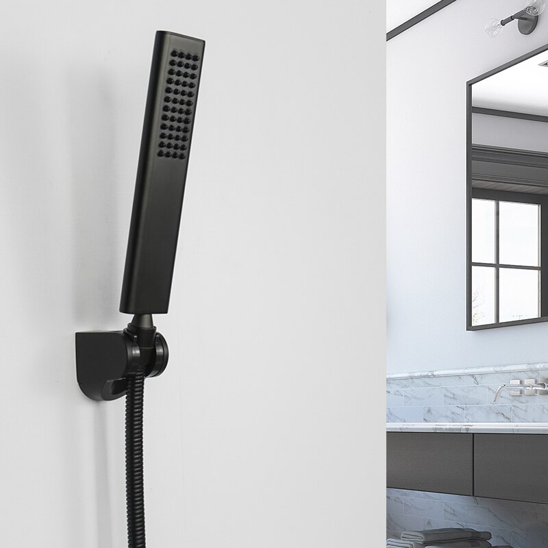 Brass Hand Shower Matte Black Hand Held Shower Set with Holder and Hose Wall Mounted Hand Hold Shower Head