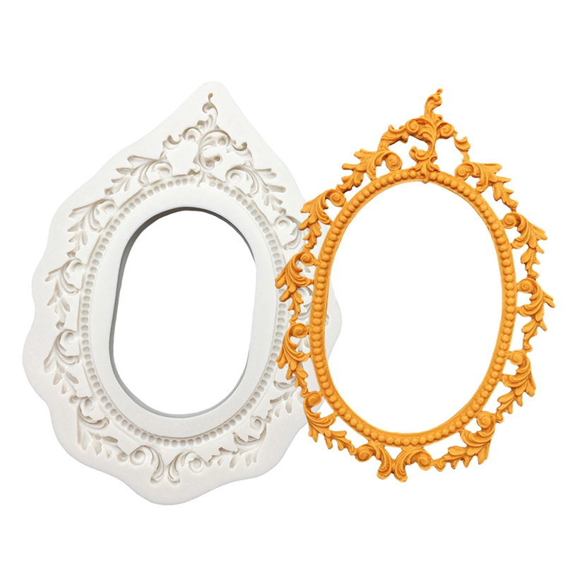 Photo Frame Mirror Silicone Mold Resin Tools Sugarcraft Cupcake Baking Mold Fondant Cake Decorating Tools: Brown