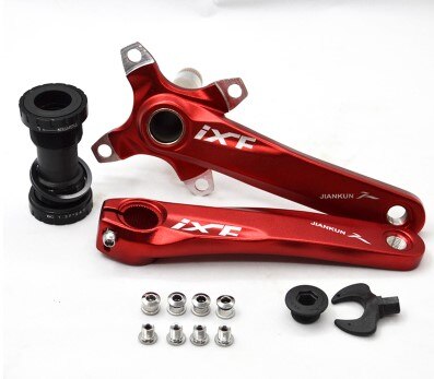IXF – pédalier de vtt 104BCD, bras de pédalier intégré en alliage d&#39;aluminium ultraléger de 170mm avec support de pédalier BB: Red With BB