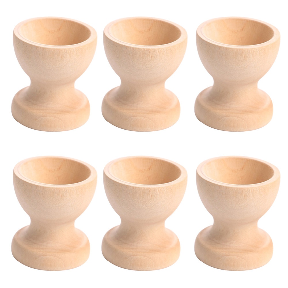 6PCS Wooden Egg Holder Household Kitchen Eggs Holding Cups Tabletop Egg Tray Container Wood Storage Holder