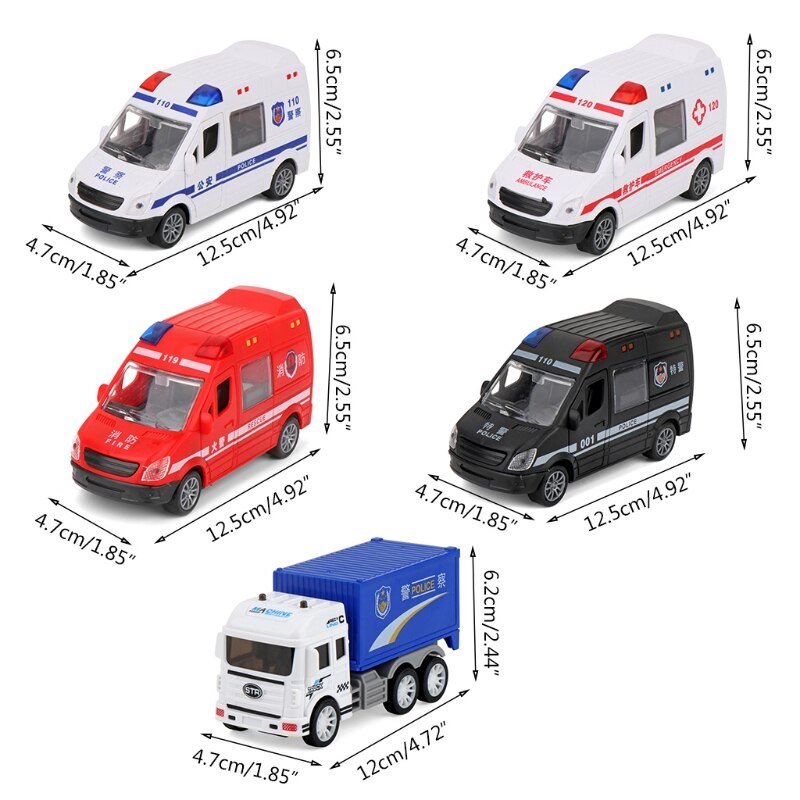 A2UB Geen Voeding Fire Auto Interactieve Ambulance Auto Wind-Up Plastic Wrijving Speelgoed Inertie Speelgoed Set Deuren Kan open