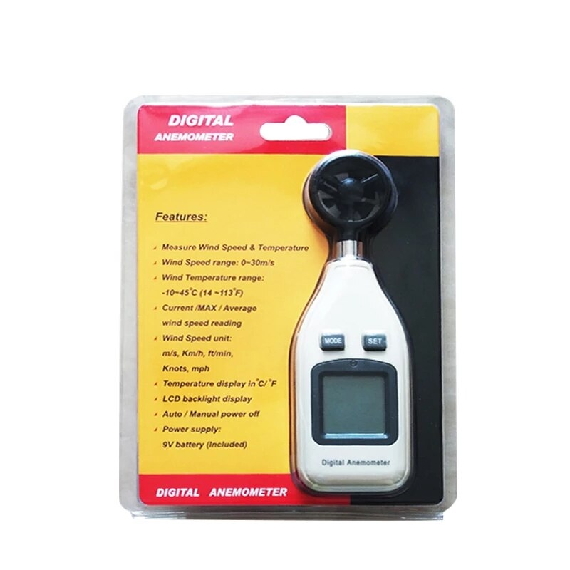 Digital Anemometer Handheld Wind Speed Meter for Measuring Wind Speed Temperature with Backlight LCD Air Flow Speed Wind Meter