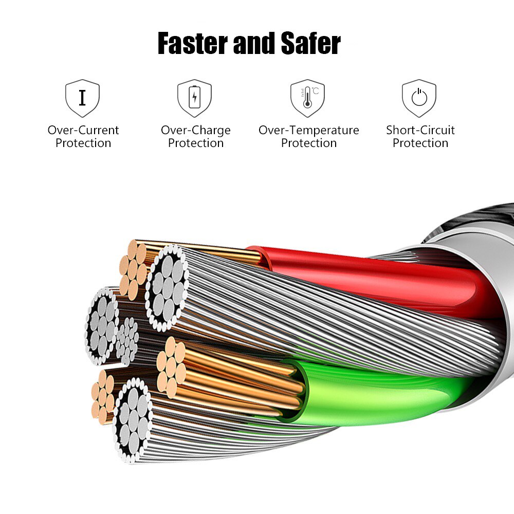 Jusfyu vloeiende licht led magnetische kabel micro usb type c kabel snel opladen datakabel voor iphone samsung usb-c oplaadkabels