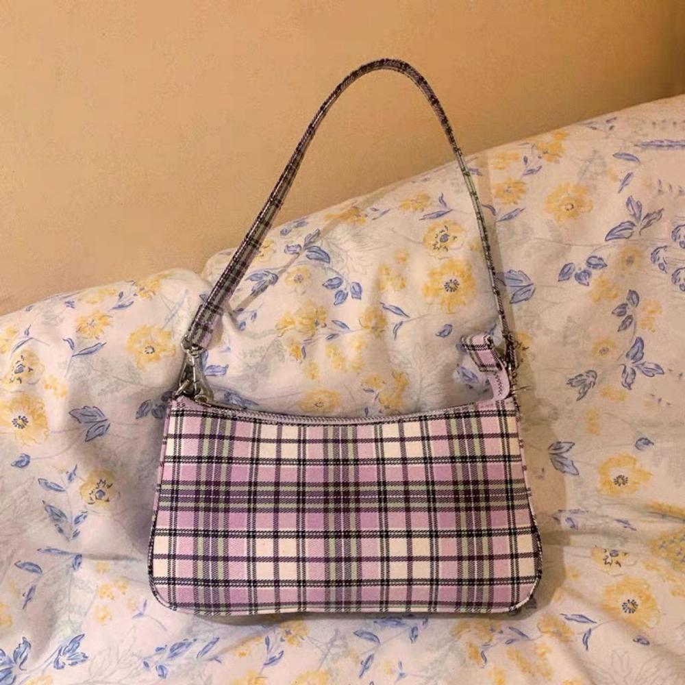 Gusure vintage retro taschen damen hand tasche Französisch plaid rote tasche frau elegante bolsa feminina schulter tasche: Purple