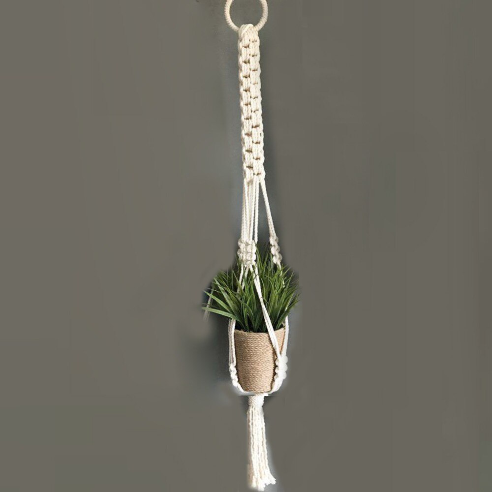 Colgador de planta hecha a mano, macramé, bandeja