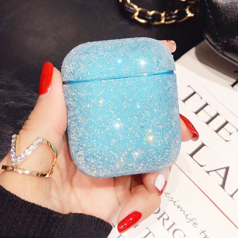 EKONEDA Bling Diamanti Di Lusso di Caso Per Airpods Caso di Colori Della Caramella Della Ragazza Della Copertura di Protezione Per Airpods 2 Airpods pro auricolare casi: Blue