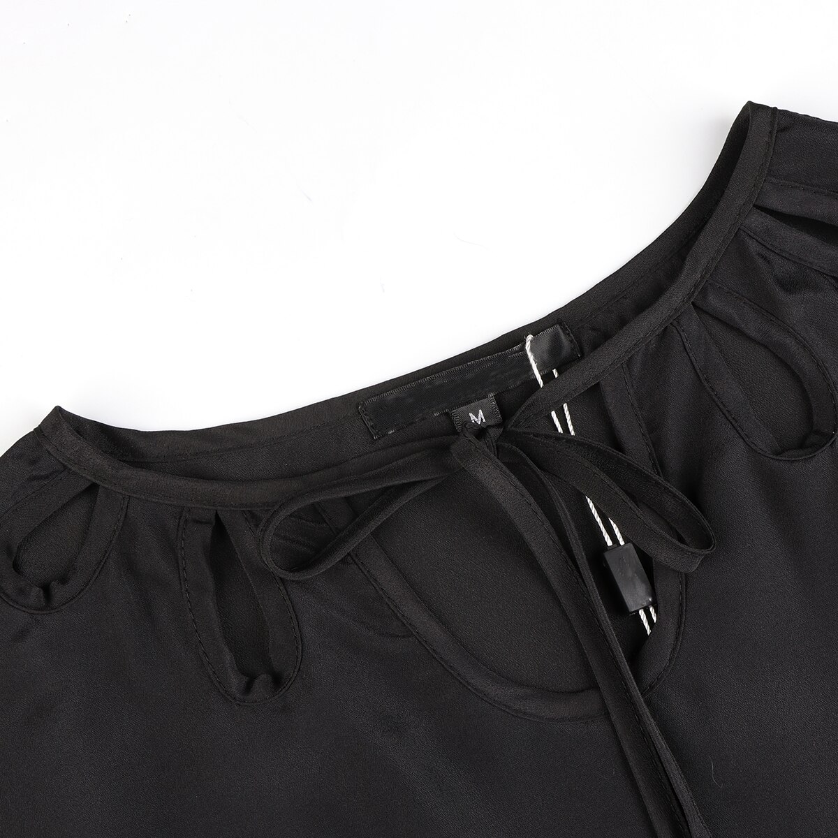 HYH HAOYIHUI otoño mujeres negro Casual gasa completo sólido cuello redondo camisa para dama