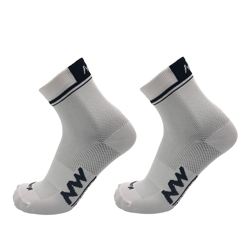 Sping sommer cykelstrømper mænd kvinder cykeltilbehør sport udendørs åndbar mesh cykler sokker calcetines ciclismo: Hvid sort