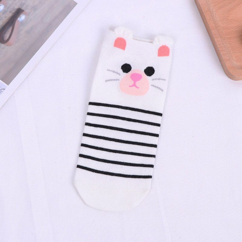 Cartoon Animal Print Baby Socks Cute Cotton Short Baby Girl Boy Socks Spring Autumn Soft Ankle Socks Baby Sokken: white