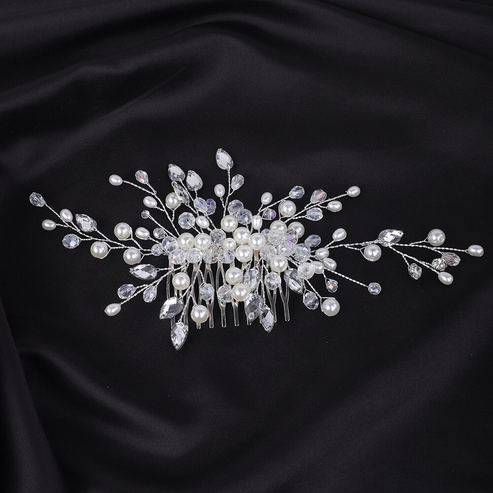 Zilveren Bruiloft Accessoires Voor Haarband Vrouwen Haar Kam Party Haar Sieraden Bruids Strass Haar Decoratie Haar Clips
