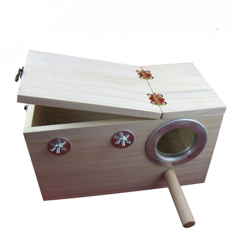 Solid wood tiger skin / Peony parrot breeding box / nest box / bird nest bird cage Sawdust / with anti-bite circle bird house