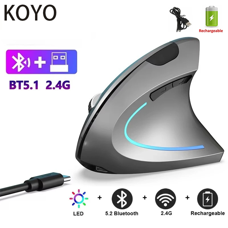 Novo 2.4g sem fio vertical ergonômico mouse para jogos sem fio recarregável gamer mause kit mouse óptico computador portátil desktop