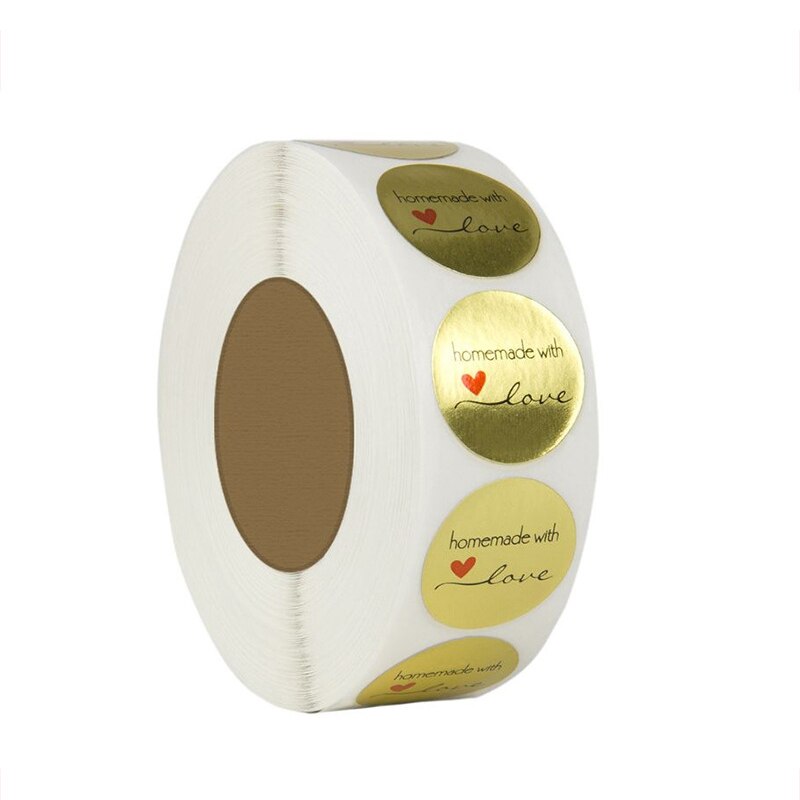 500 Stickers 2.5cm Small Gold Foil Thank You Stickers Heart Shape Adhesive Business Labels Decorative Sealing Labels: D