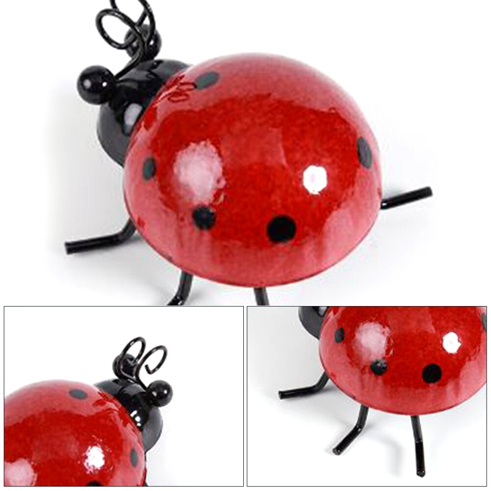 4pcs/set Metal Ladybug Garden Fence Wall Art Decoration Outdoor Wall Sculptures