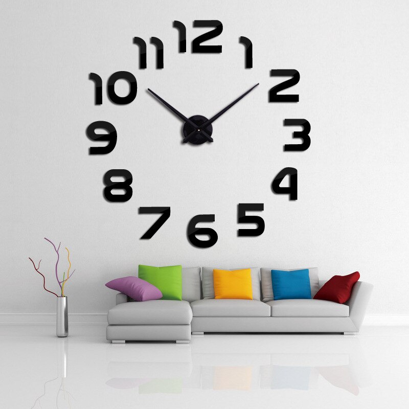 3D Wall Clock Stickers Modern Big Quartz Watch Clock Living Room Large Clocks Home Decoration Life Circular DIY