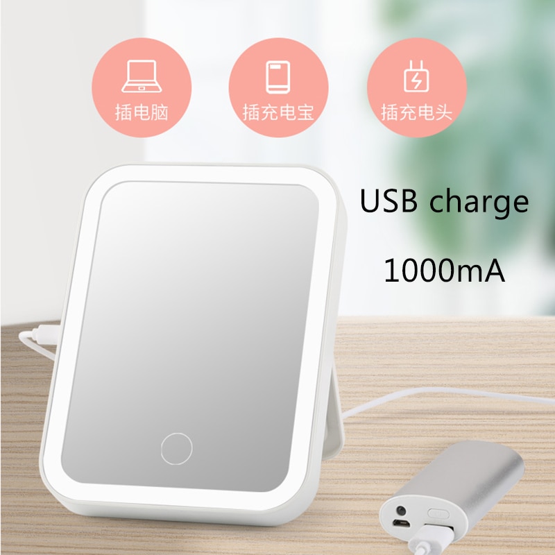 Desktop espelho de maquiagem led espelho cosmético toque dimmer interruptor de mesa espelho do banheiro quarto espelho de maquiagem dobrável portátil