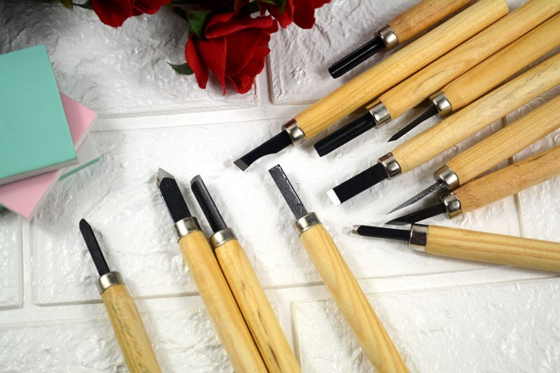 Wooden handles curved tools 12 different curve edge for rubber stamp DIY curve/grave