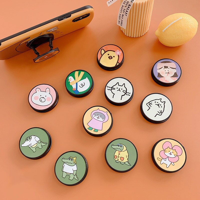 Engraçado dos desenhos animados dobrável suporte para o telefone móvel titular para huawei para iphone xs 7 plus caso do telefone bonito universal aperto kichstand