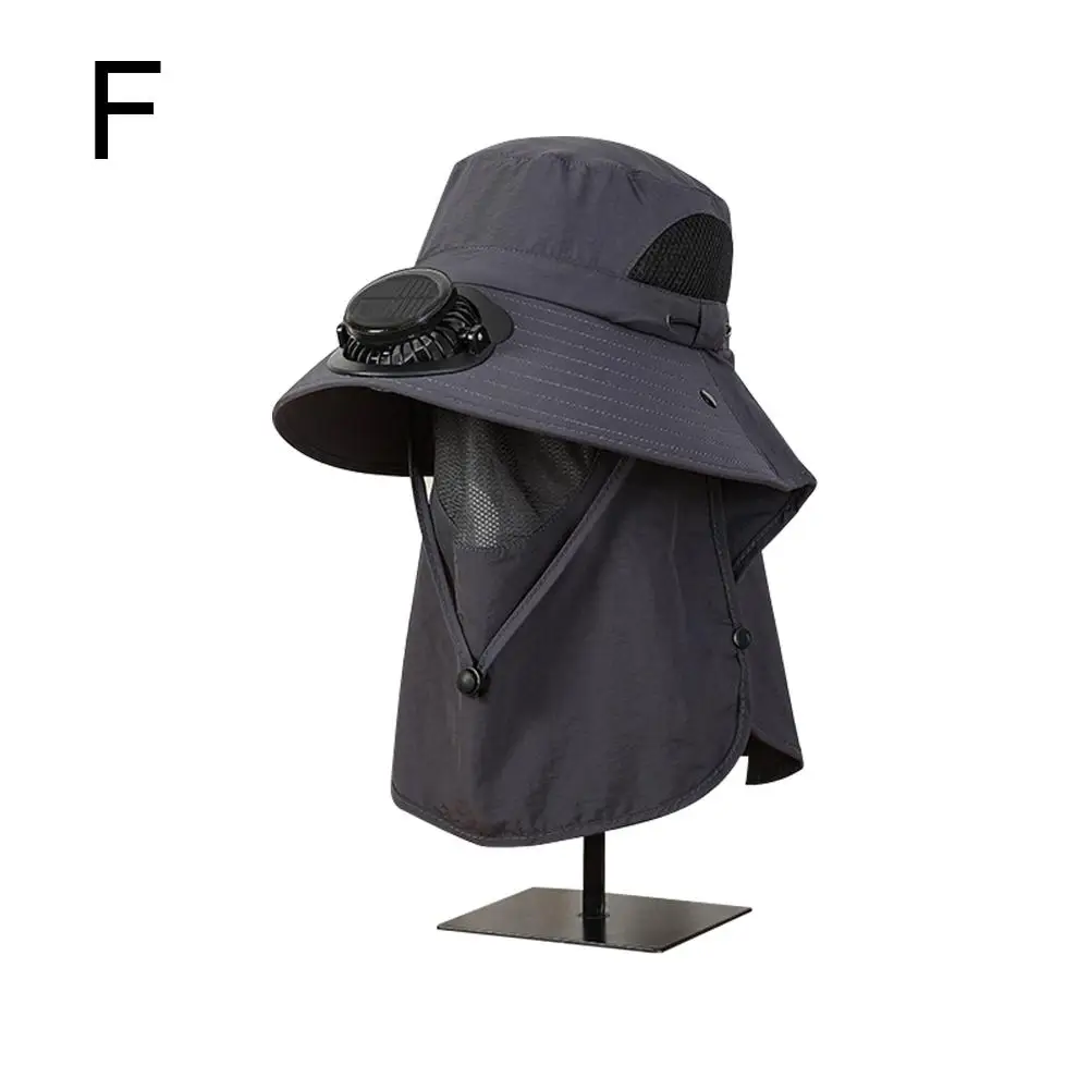 Solar Charging Fan Hat Working Outdoors Sunshade Sun Pot Picking Sun Hat Tea Garden Protection Greenhouse Removable: Dark Grey