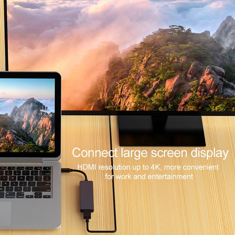 Usb c hub adaptador hdmi para pro 2019/2018/2017 5 em 1 dongle USB-C para hdmi, leitor de cartão sd/tf e 2 portas usb 3.0