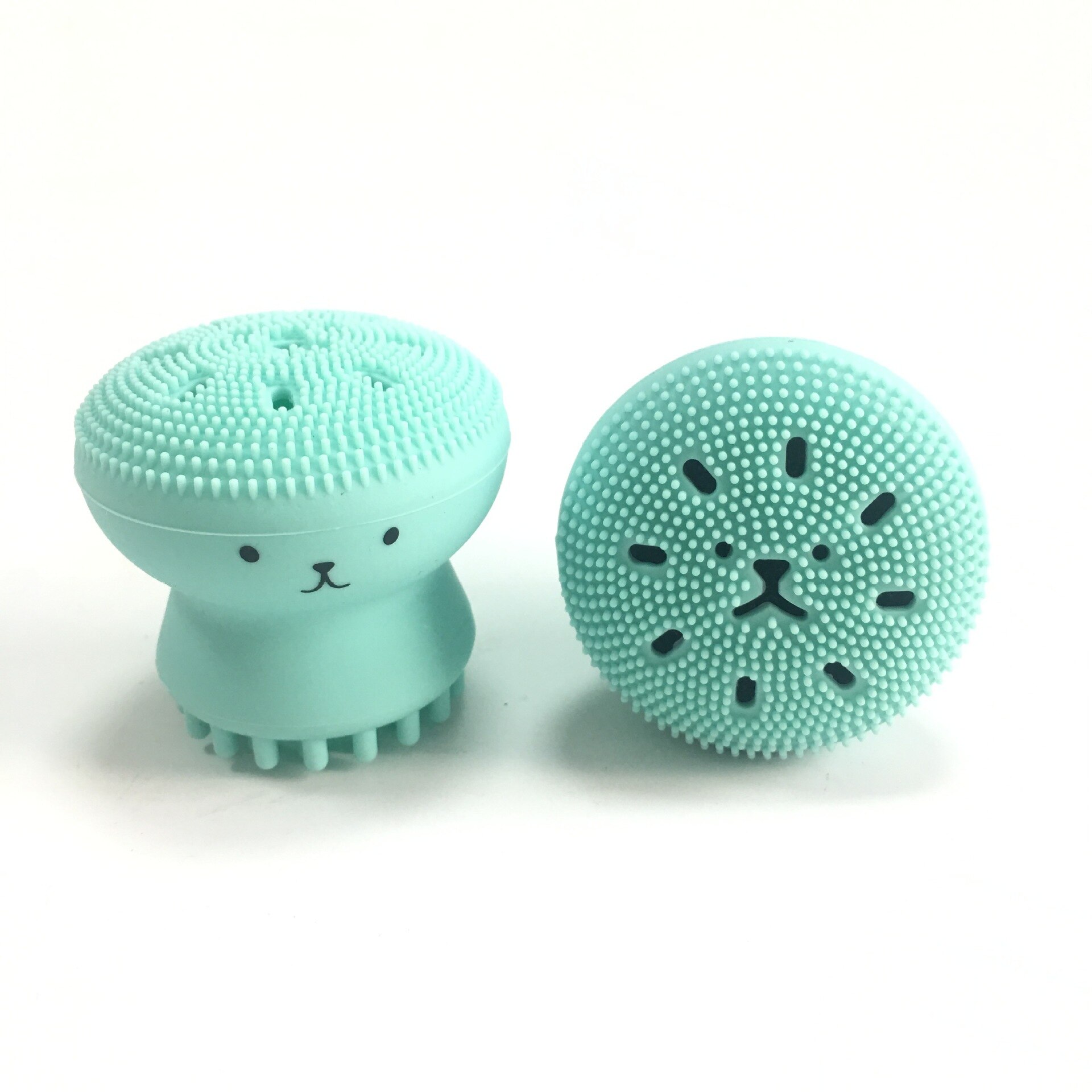 Cepillo de limpieza Facial de silicona, limpiador Facial con forma de pulpo, exfoliante, cepillo de lavado: Green
