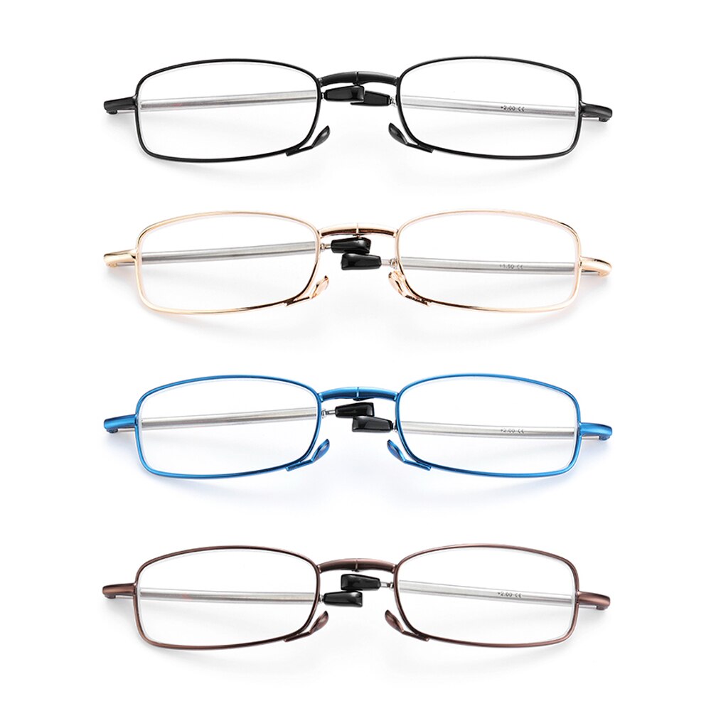 1PC Folding Reading Glasses Women With Case Portable Metal Telescopic Rotation High-definition Men Presbyopia Eyeglasses+1.0~4.0