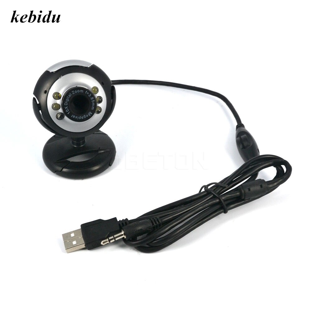 Kebidu USB 2.0 12,0 Mega Pixel Digital HD Webcam Kamera 6 LED Web Cam mit Mic Mikrofon für Skype für MSN PC etc