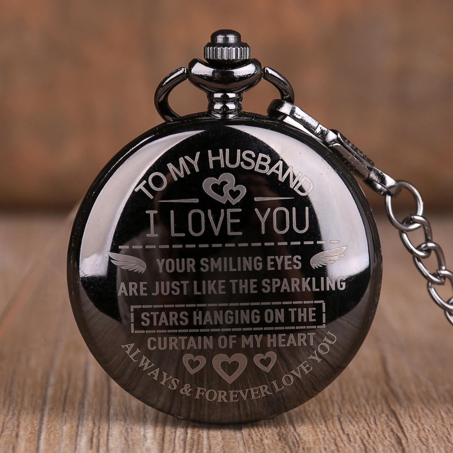 Om Mijn Man NOOIT VERGETEN DAT IK LIEFDE U Quartz Pocket Horloges Beste Valentijn Souvenir Zakhorloge voor mens Man
