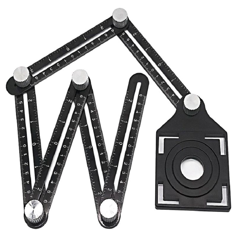 Tile Tool Six-Sided Angle Measuring Locator Universal Ruler Tile Hole Drill Guide Perforated Template Locator Aluminum Alloy