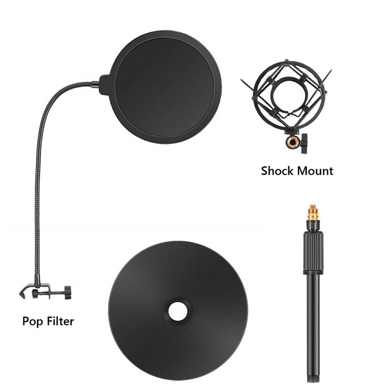USB Condenser Microphone Tabletop Stand with Shock Mount Holder Mic Stand for Microphone