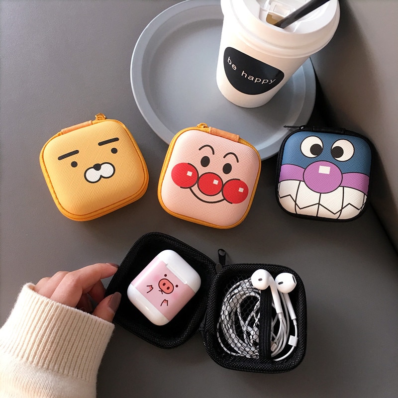 Cute Cartoon Mini Chiusura Lampo caso Duro Della Cuffia Portatile Auricolari Sacchetto Della scatola Auricolare Sacchetto Di Immagazzinaggio Caso di Protezione USB Cable Organizer