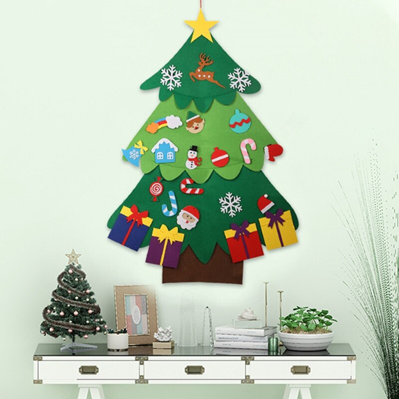 Felt Christmas Tree for Kids Diy Christmas Tree with Toddlers Ornaments for Children Xmas Hanging Home Door Wall: type1