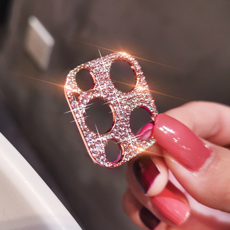 Glänzender Bling-Diamant-Kameraobjektivschutz für iPhone 15 13 12 Mini 11 14 Profi Max, Strass-Glitzer-Metall-Displayschutzfolie: Lila / Bündel 5