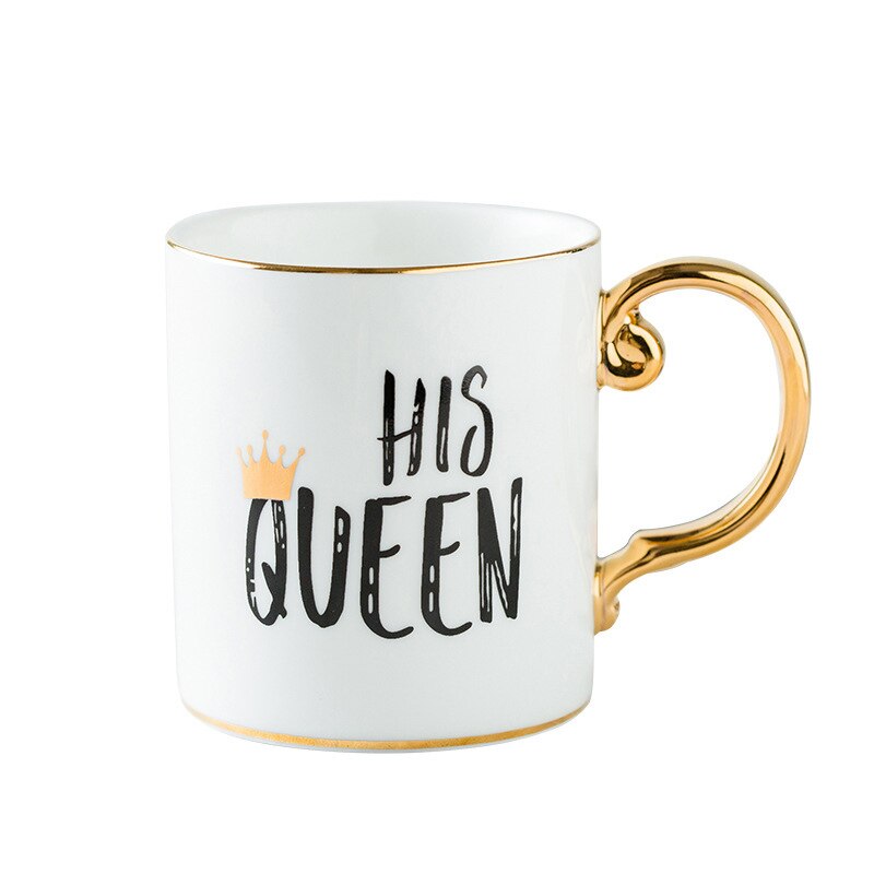 Tasse à café en porcelaine de 350ml, en céramique, couleurs grises, roses, Mr et Mrs, motif blanc, poignée dorée, tasses à thé et lait,