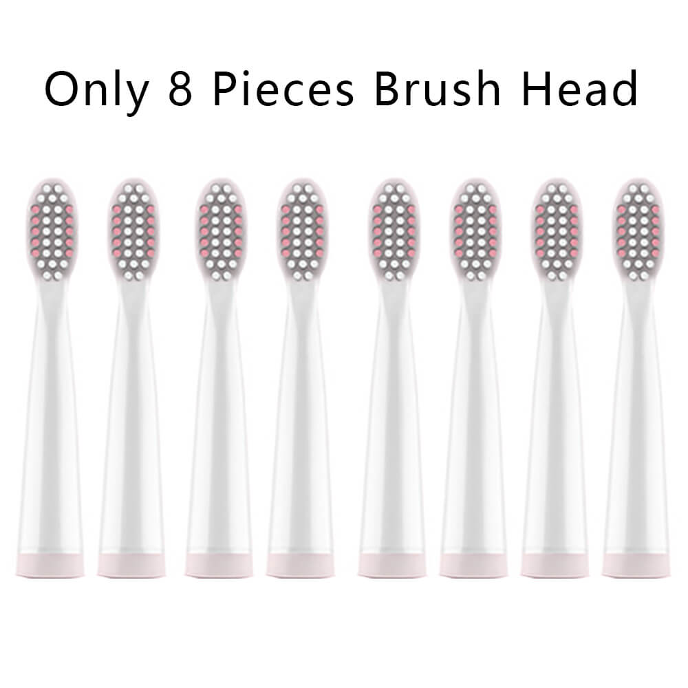 Brosse à dents électrique à ultrasons détartreur dentaire Rechargeable nettoyant pour dents: Only 8 Heads Pink