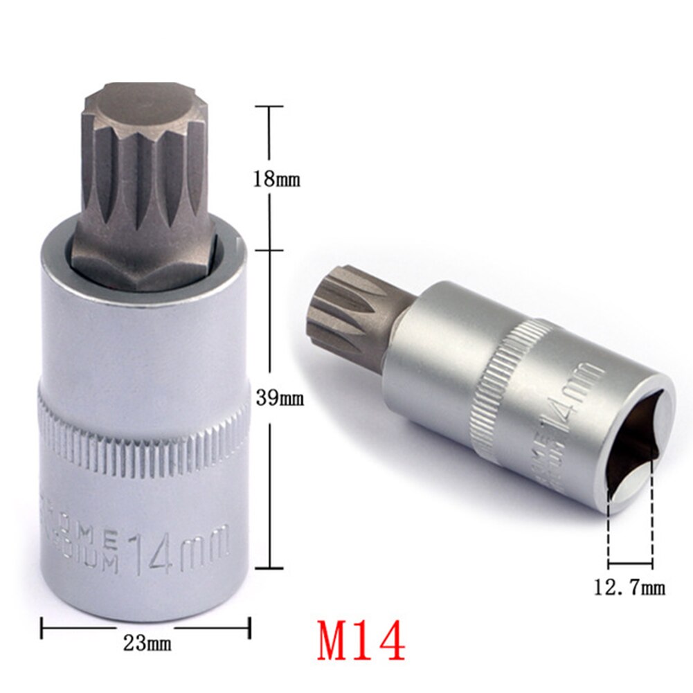 Rustfritt stål 8pc/ sett torx bit socekt  m4/m5/m6 /m8/m10/m12/m14/m16 med jernkortspor til skrallenøkkel