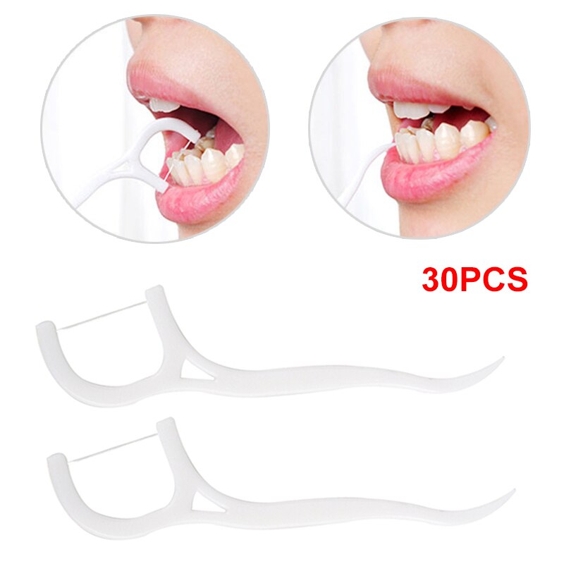 30Pcs Baby Kinderen Wit Floss Tanden Stick Interdentale Cleaner Brush Floss Pick Veiligheid Praktische Flosses: Default Title